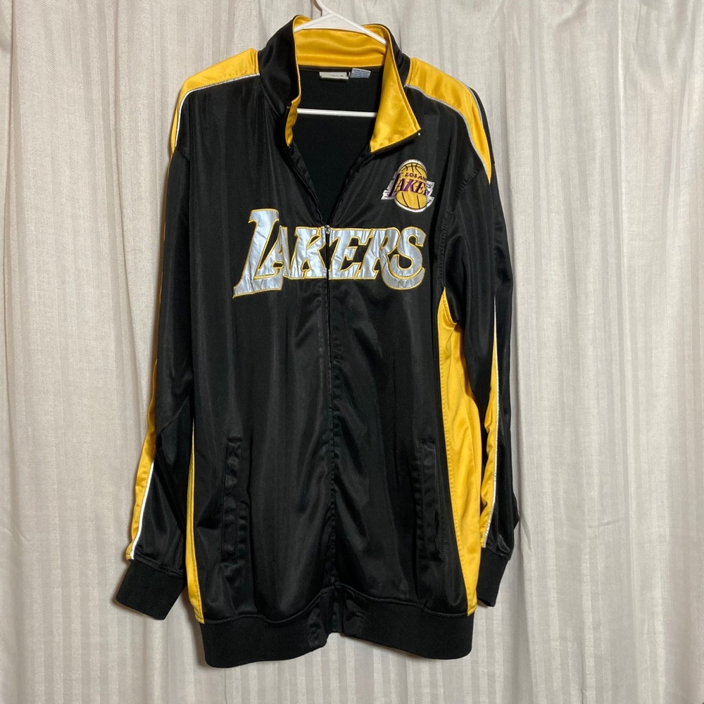 NBA Los Angeles Lakers Track Jacket Black Yellow Full Zip Mens 2XT Tall *Flawed*